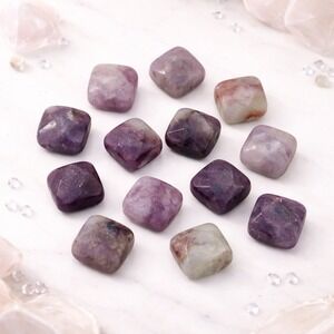 12 Lepidolite 12mm Square Gemstone Beads Center Drilled Jewelry Making Lot